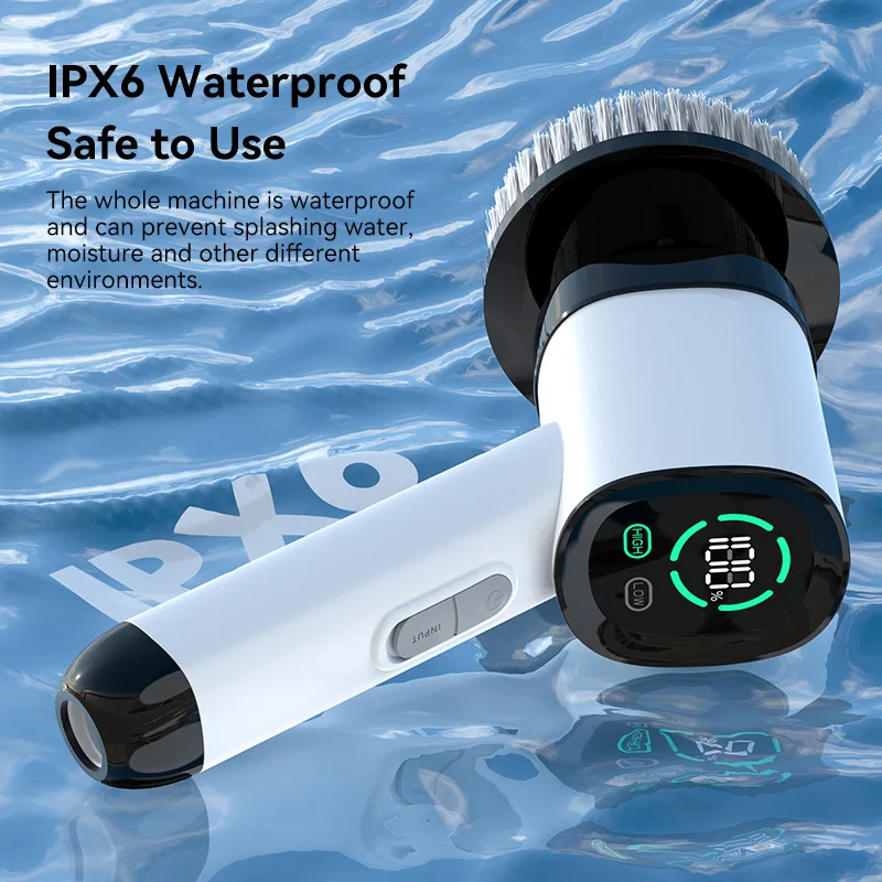 แปรงทำความสะอาดไฟฟ้าอเนกประสงค์สำหรับทำความสะอาดแบบชาร์จไฟได้ด้ามยาวห้องน้ำกระจกห้องครัวระเบียงทำความสะอาดรถยนต์