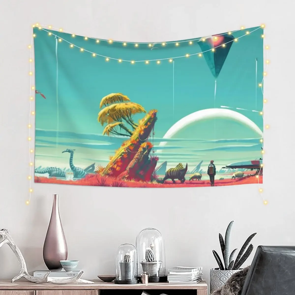 No Mans Sky -- Ship and Sky Tapestry Home Decor Accessories On The Wall Tapestry