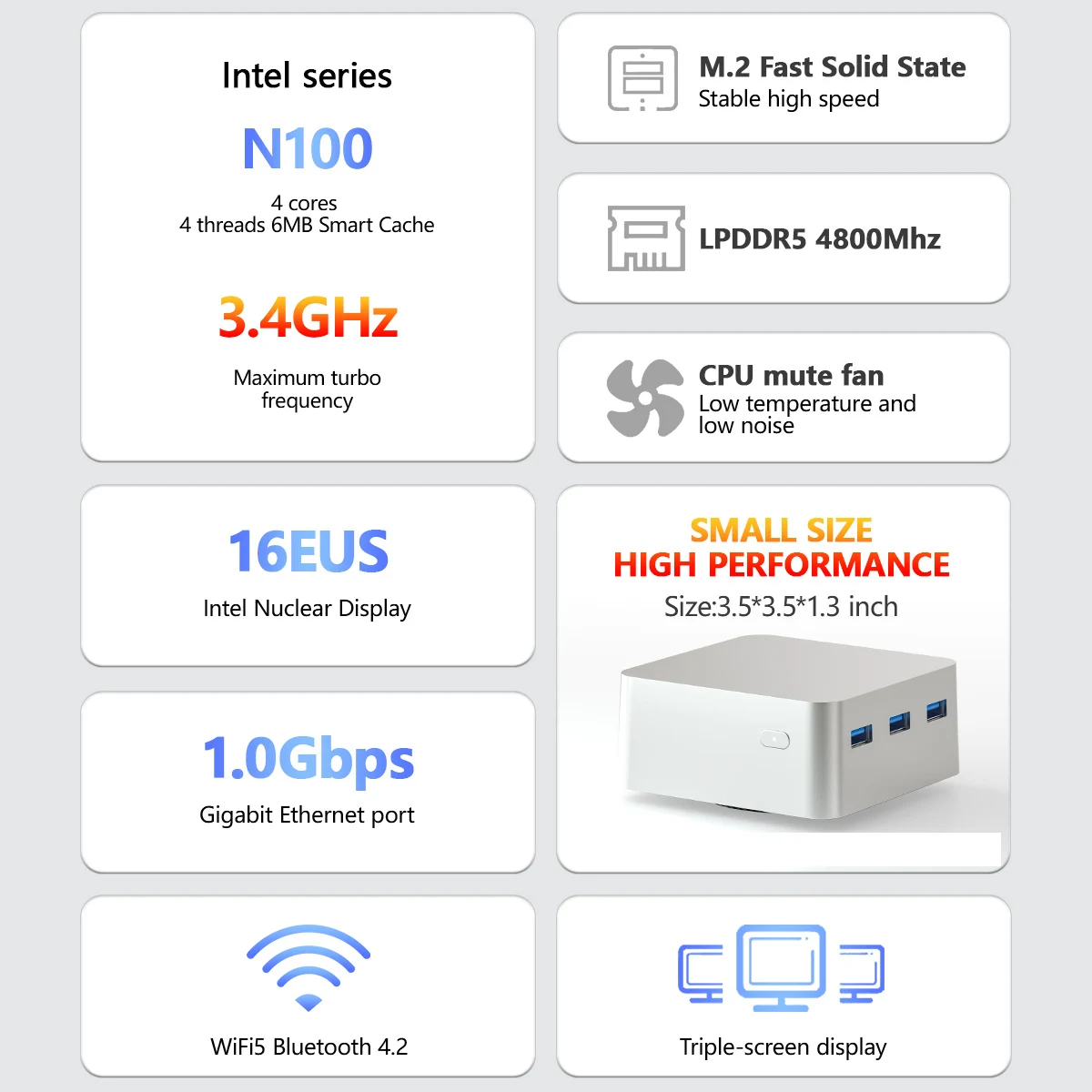 FIREBAT T8 PLUS Mini PC Gamer Intel N100  CPU Windows 11 Mini PC Gaming DDR4 16GB RAM 512GB SSD NVME M2 WIFI5 BT4.2 Desk