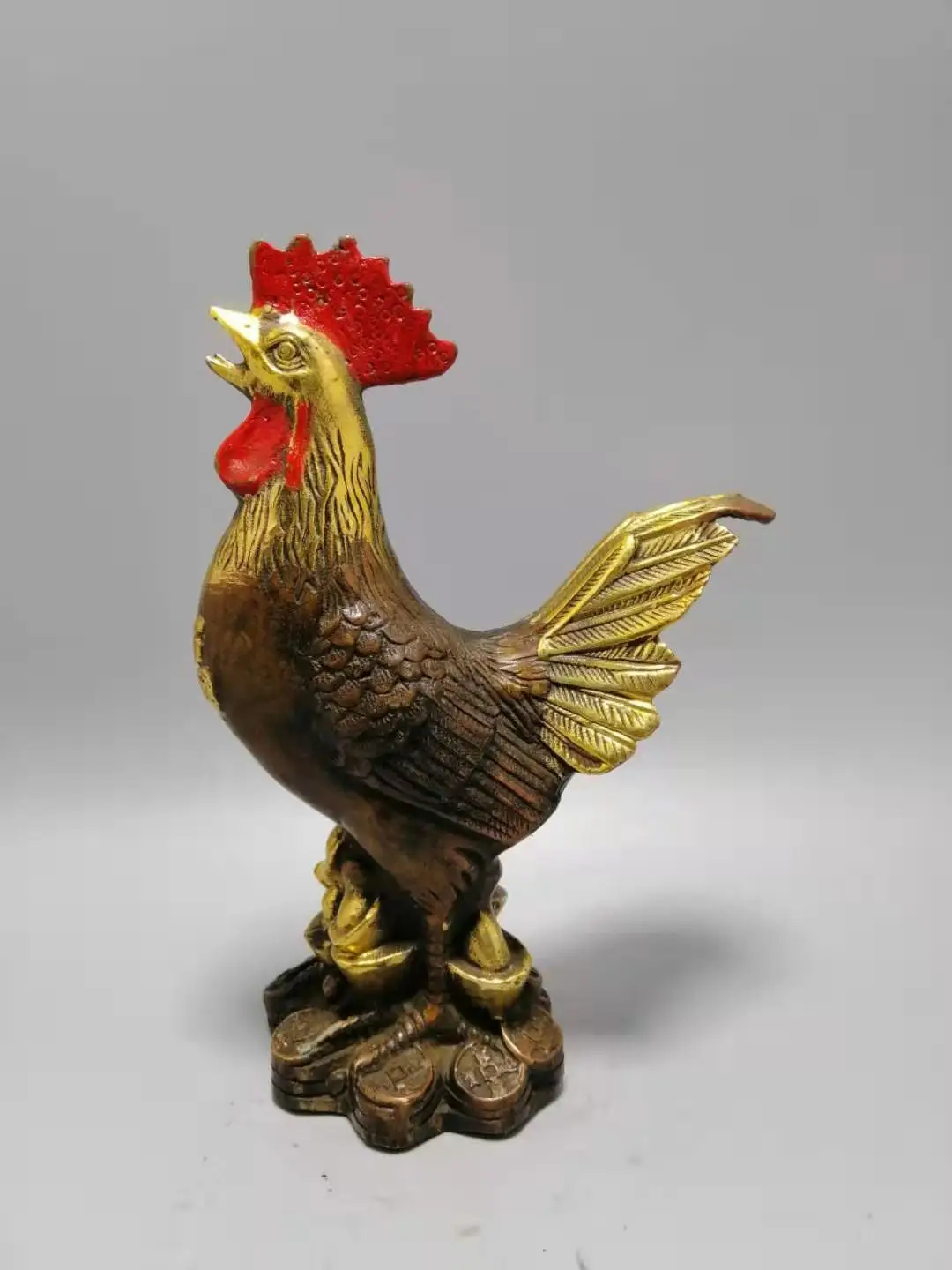 

Retro Bronze Zodiac Money Chicken Home Decoration Copper Chicken Crafts