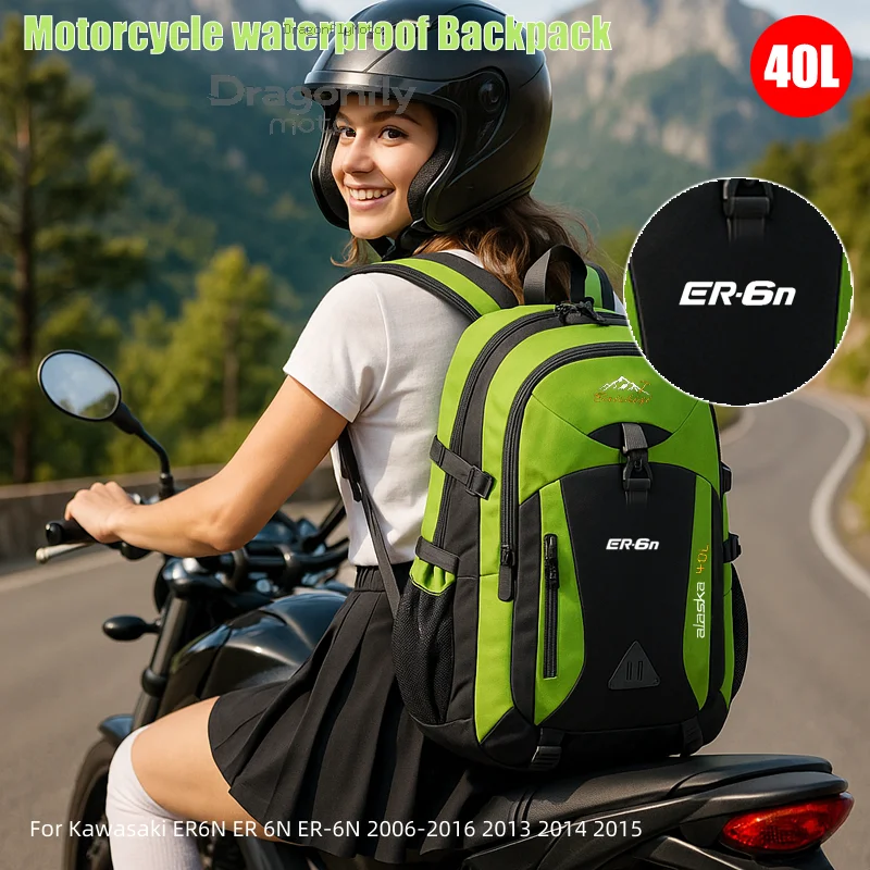 

ER-6N Logo Waterproof Motorcycle Backpack Hiking Lightweight Trekking Fishing Duffel Bag For Kawasaki ER6N ER 6N ER-6N 2006-2016