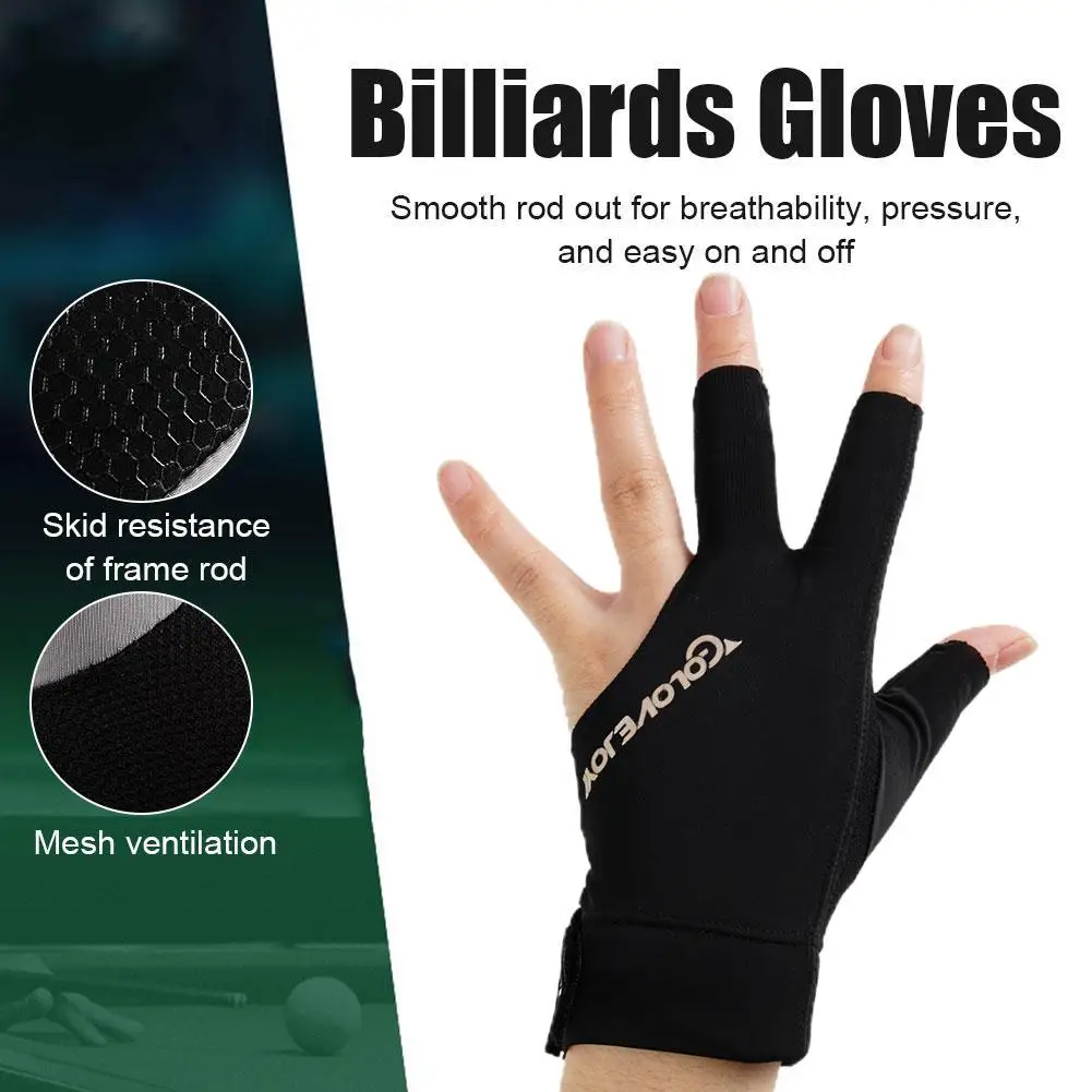 Gants de Billard à Trois Doigts Respirants et Antidérapants, artificiel astiques 402, Doux pour la Peau, à Doigts Ouverts, pour Adulte, V7A2