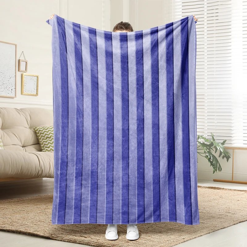 

Purple Stripe Flannel Blanket Soft Warm Throw Elegant Home Decor for Sofa Bed Living Room