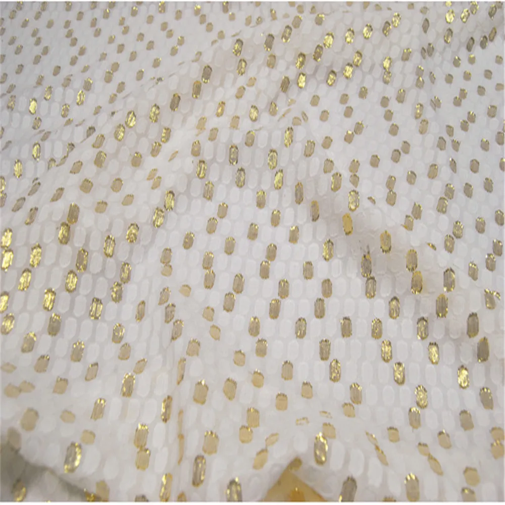 Summer Soft Breathable Qualified Silk Jacquard Metallic Fabric Lurex White Fashion Dot for Apparel Suit Kimono Shirt