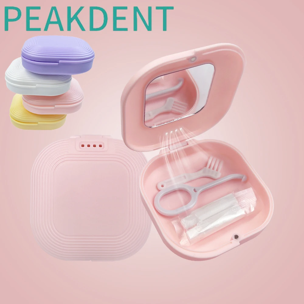 1Pcs Dental False Fake Teeth Retainer Denture Case Orthodontic Invisible Aligner Brace Storage Box Lady Jewelry Box with Mirror