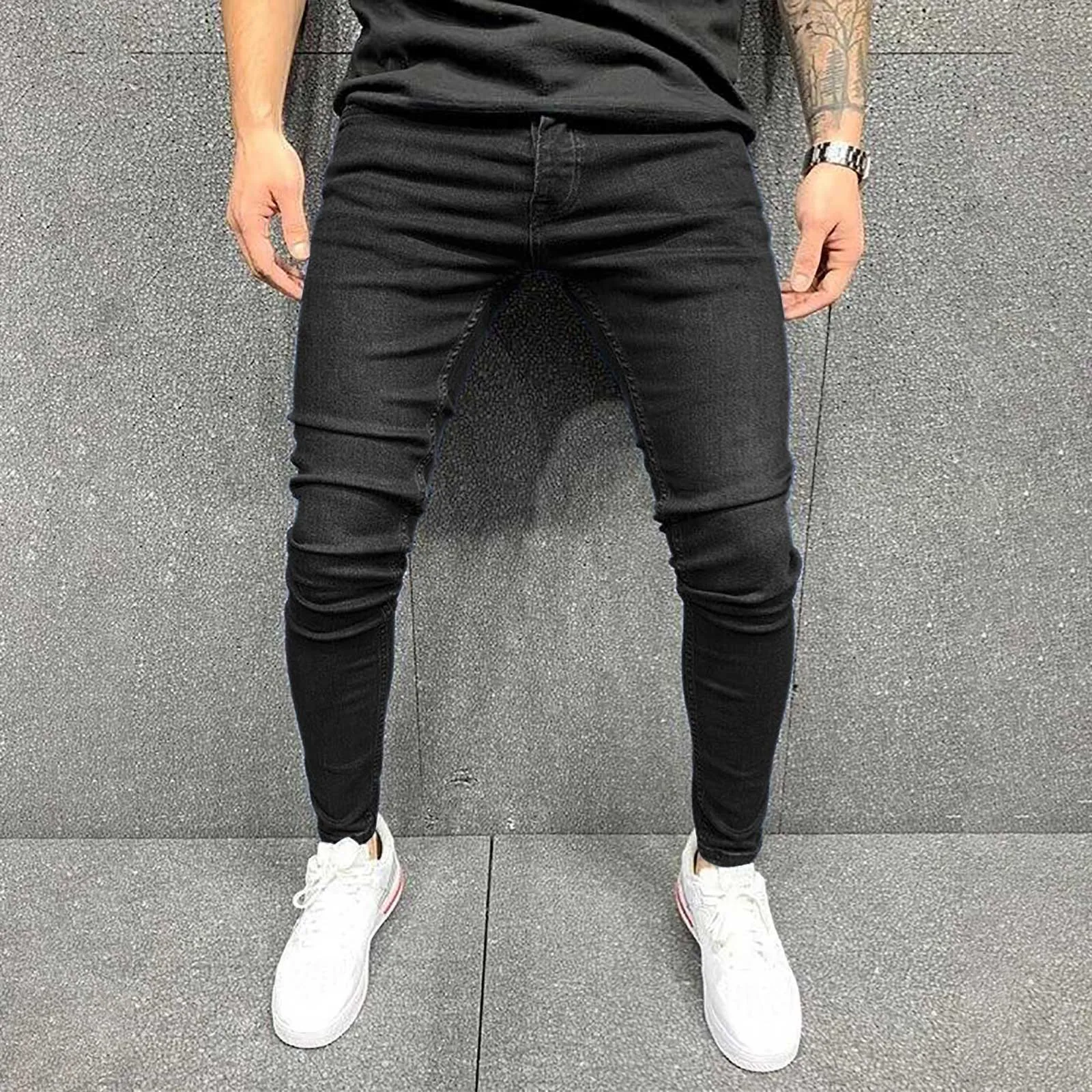 2024 Hip-Hop Trousers Skinny Ripped Jeans Men Cotton Stretchy Slim Fit Hip Hop Denim Pants Casual Jeans for Men Jogging Trousers