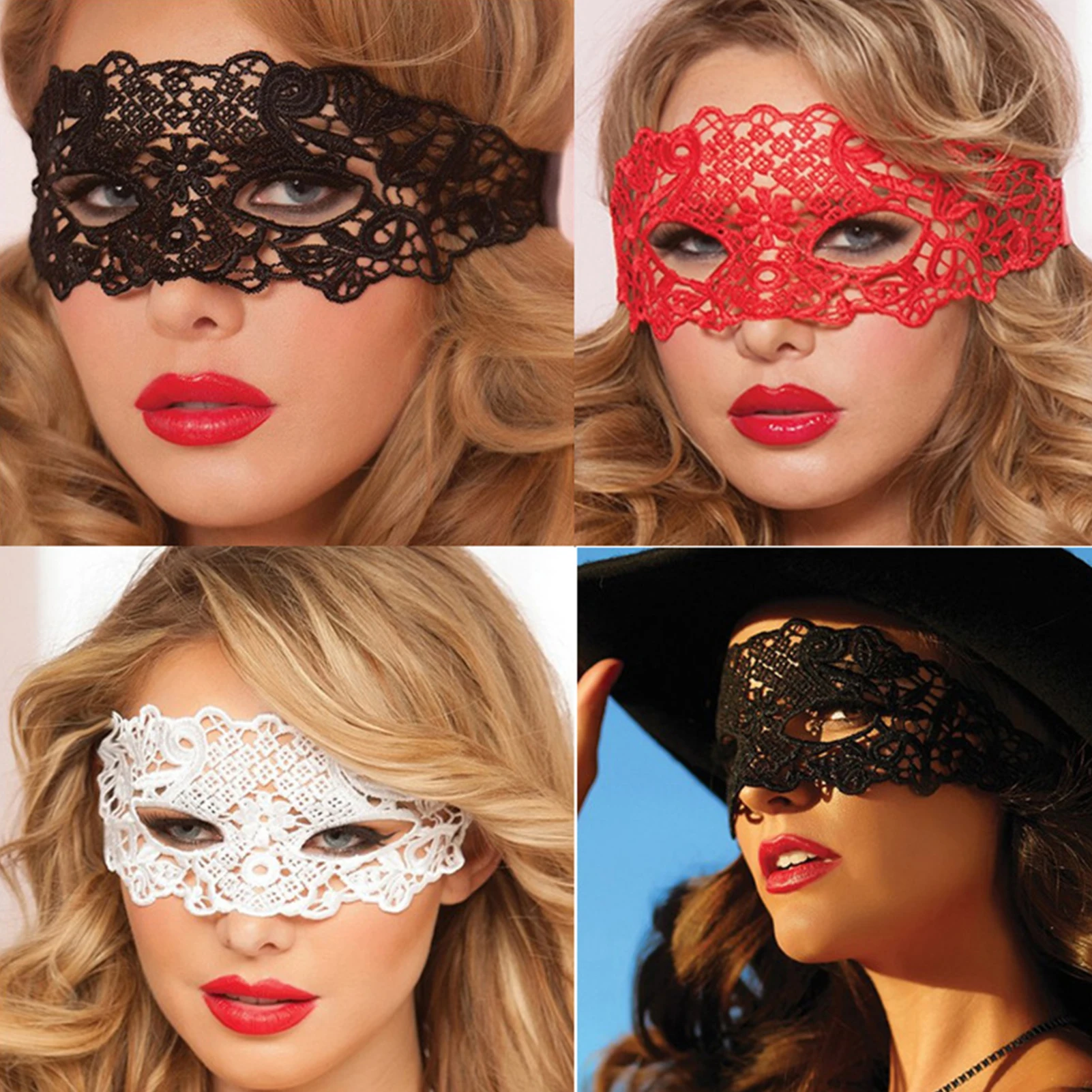 Women Carnival Mask Hollow Lace Masquerade Face Mask Princess Prom Party Props Black Eye Mask Halloween Costume for Women image 6