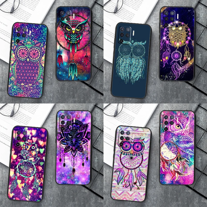 Dream Catcher Drawings Feather Owl Case For OPPO A17 A57 A77 A16 A76 A96 A52 A72 A91 A93 A5 A9 A15 A53S A54S A74 A94 A78 Cover