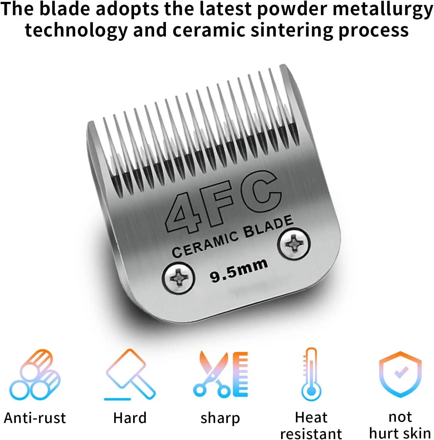 4FC Detachable Replacement Blade Compatible With For Andis, Oster A5, Wahl KM Series Pet/Dog Clipper,Ceramic blade, 9.5mm