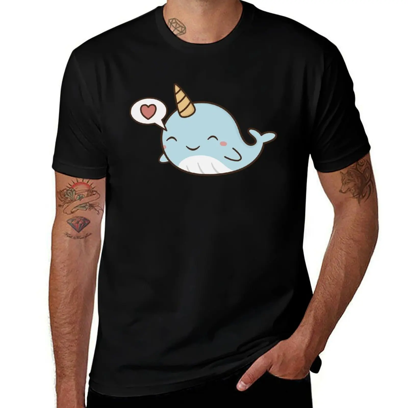 Kawaii Cute Narwhal T-Shirt Essential Solid Color T-Shirt