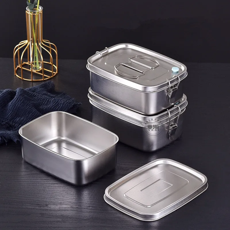 

304 Stainless Steel Bento Lunch Box for Kids Adults Portable Double Layer Sealed Food Storage Containers for Work Picnic Tablewa