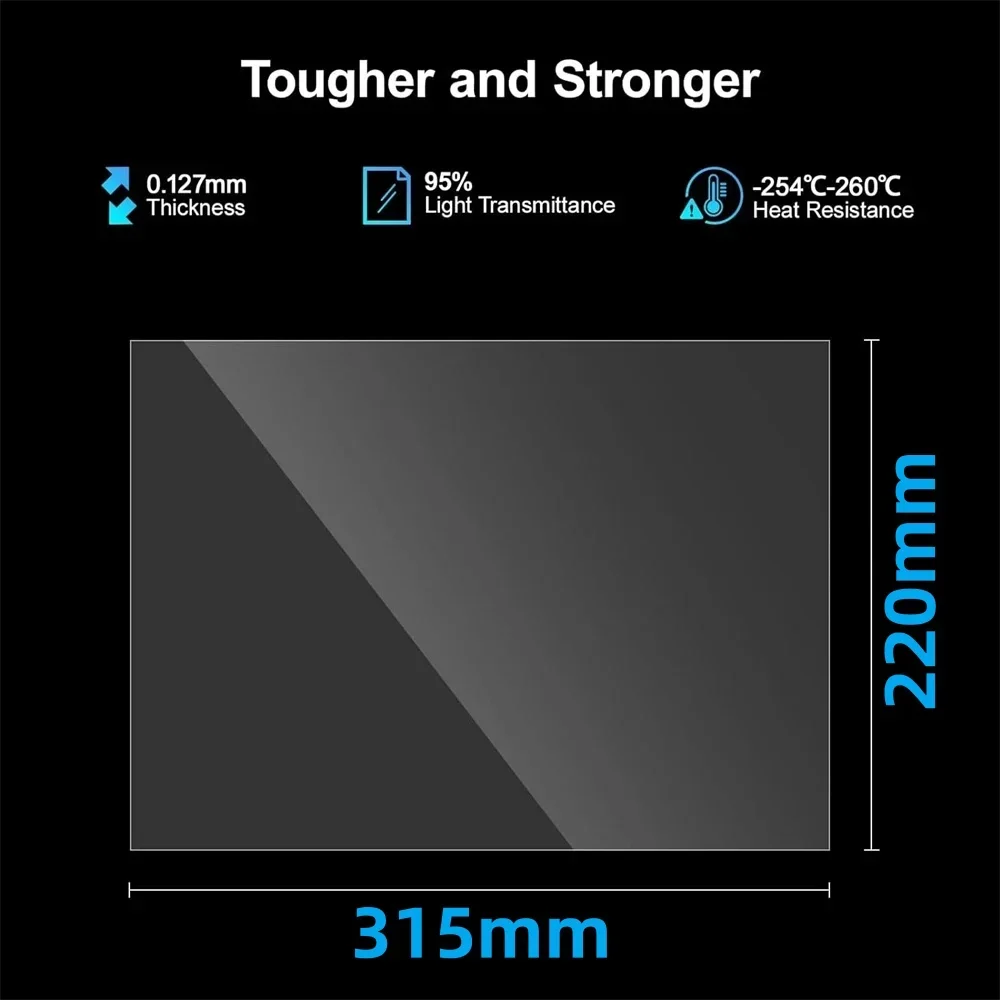 5Pcs NFEP Film 10 Inch 315x220x0.127mm PFA Film For ANYCUBIC Photon M3 Premium Phrozen Sonic Mighty 8K 12K Revo 3D Printer Parts 5