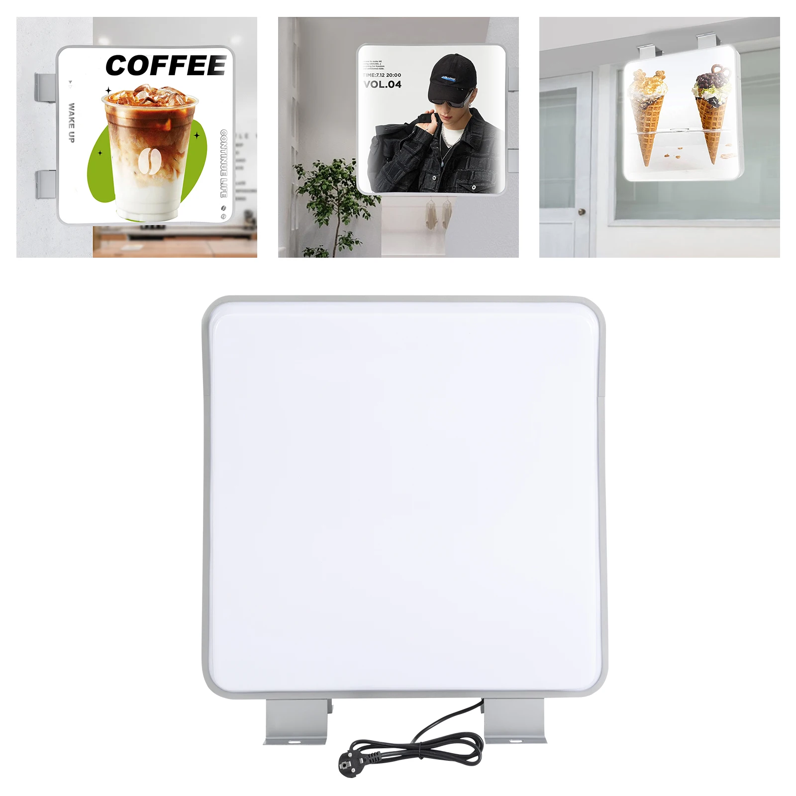 

LED Advertising Light Box, Double-sided Light Advertising Board, Square Waterproof Light Advertising Box 60*60*14cm