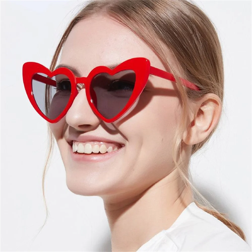 Gafas de sol de moda con forma de corazón de amor para mujer y hombre, gafas de sol con montura grande para mujer y hombre, gafas de verano para viajar UV400