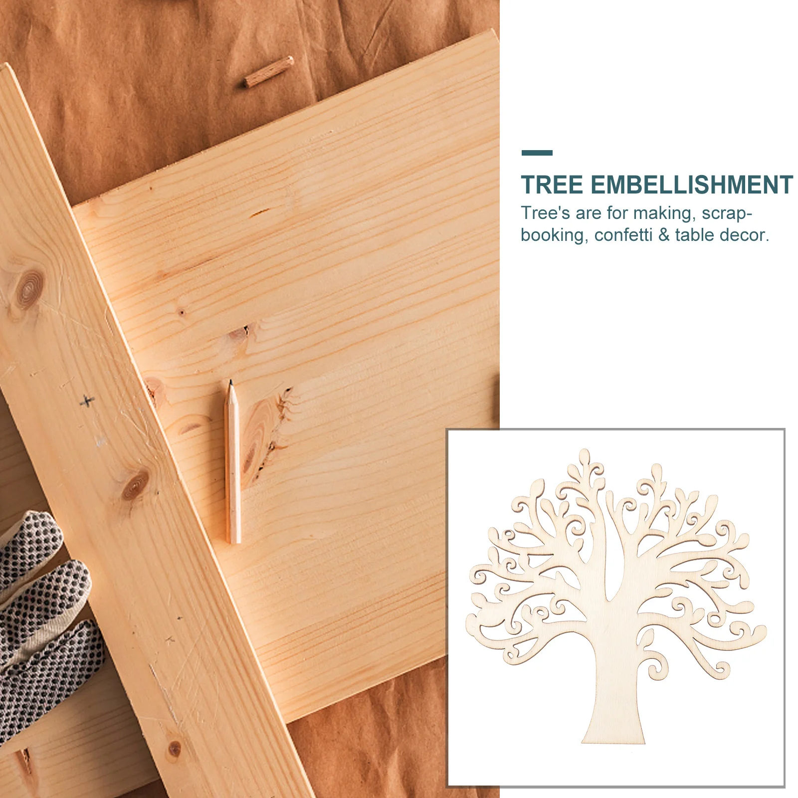 

10Pcs Wood Embellishments Blank Wooden Craft Cutouts Approx 125x125mm DIY Scrapbooking Table Decor Varnishable