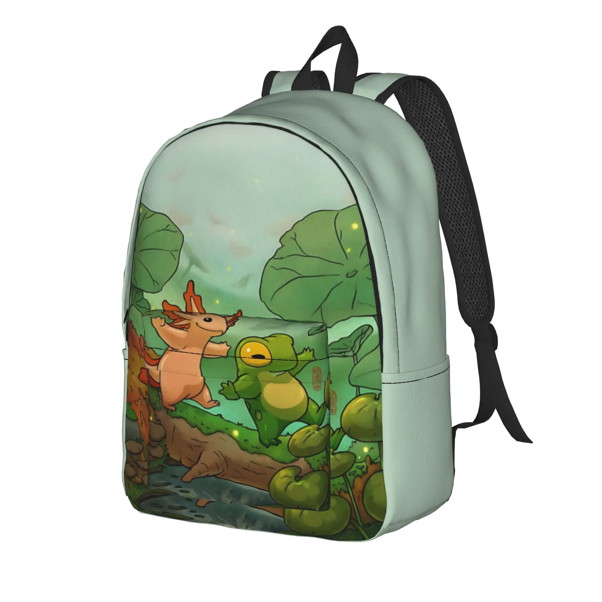 Back to school season Frog Axolotl Amphibian Friends Bookbag Axolotls High School Students Portable Backpack