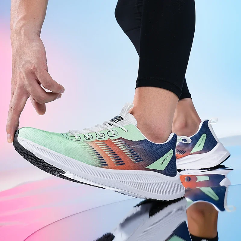 Men's Running Thick-soled Height-increasing Color-blocking Four-season Style Large-sized Lace-up Low-top Round-toe Sports Shoes