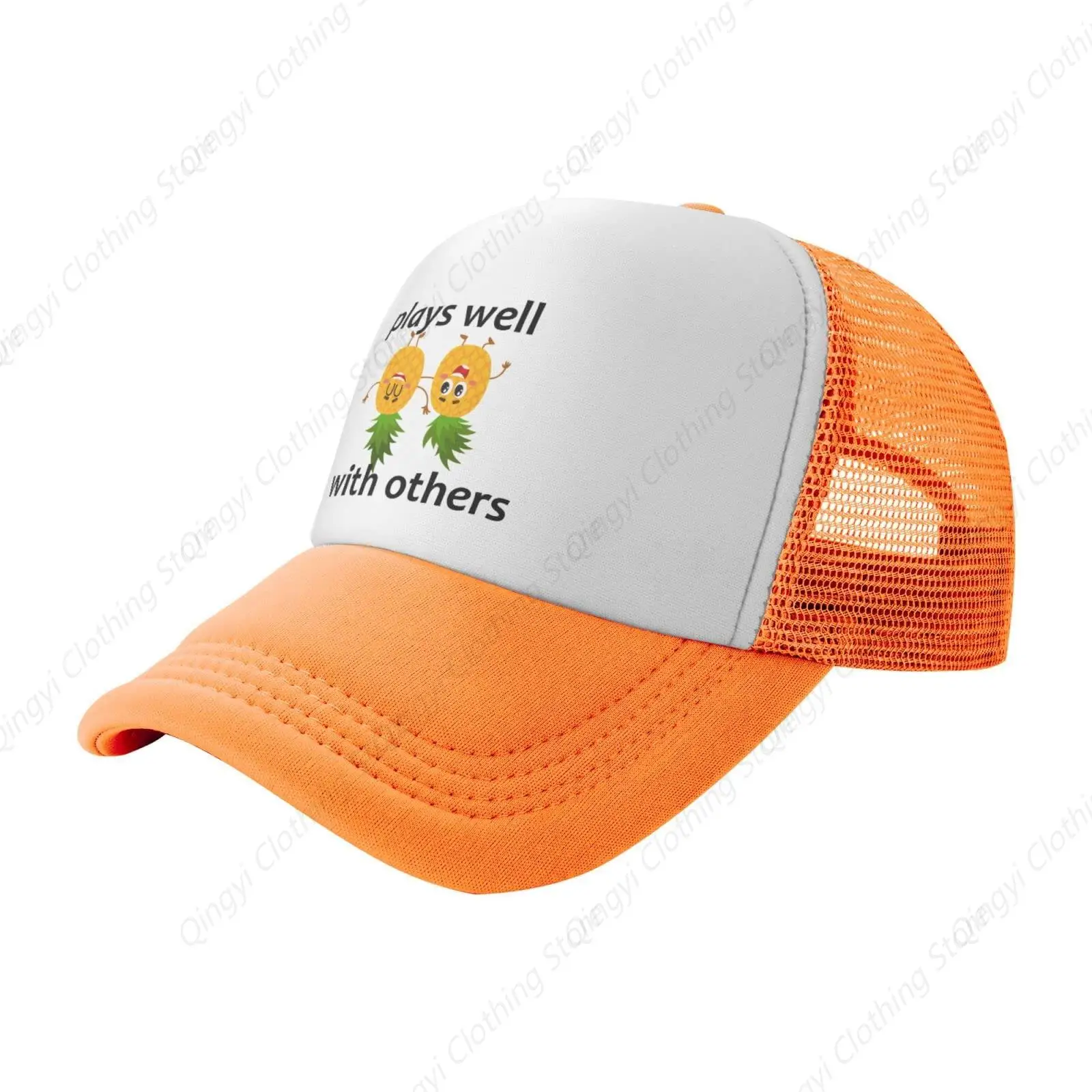 Upside Down Pineapple Well with Others Funny Swinger Hat for Men Women Baseball Cap Stylish Casquette Adjustable Dad Hats Orange