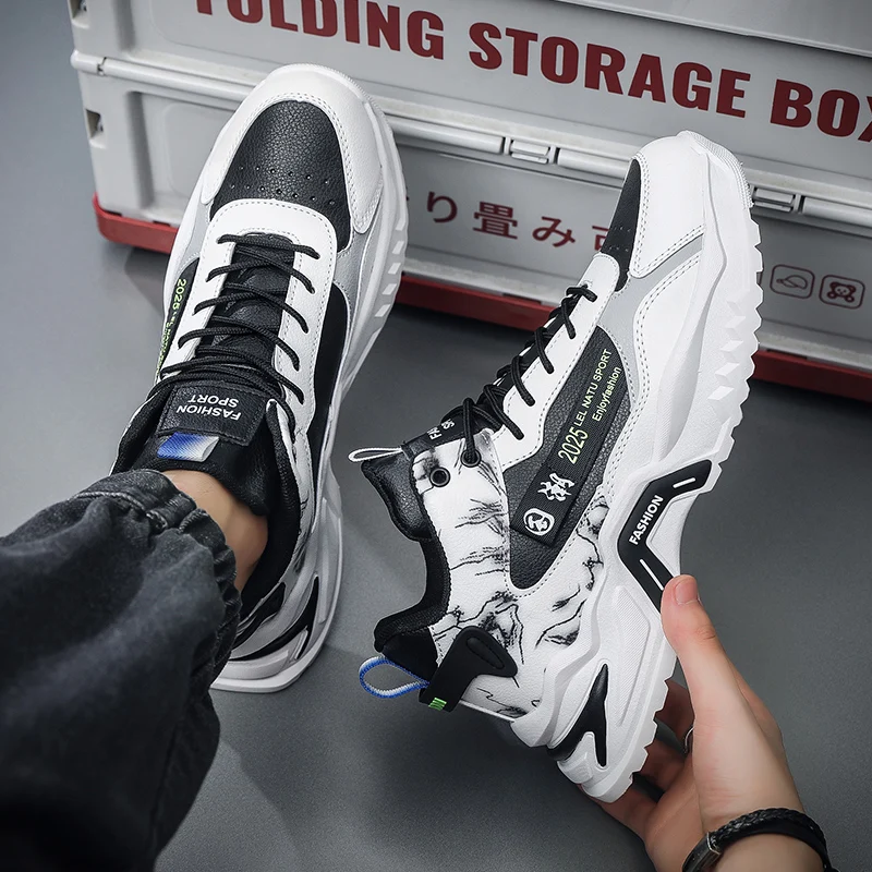 Men\'s casual running shoes four seasons outdoor sports breathable walking shoes fashion thick bottom non-slip sneakers