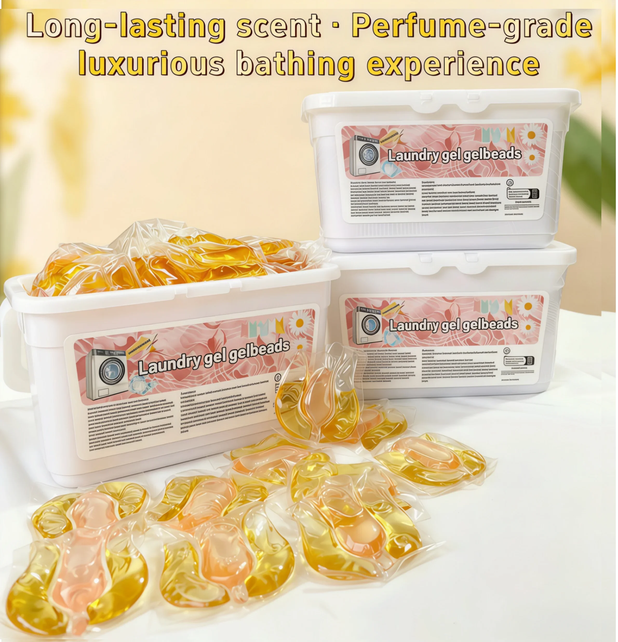 3-in-1 Tulip Scent Laundry Detergent Pods, 12g per pod. Family Pack:60 pods/box.Deep cleaning, long-lasting fresh scent, and fa