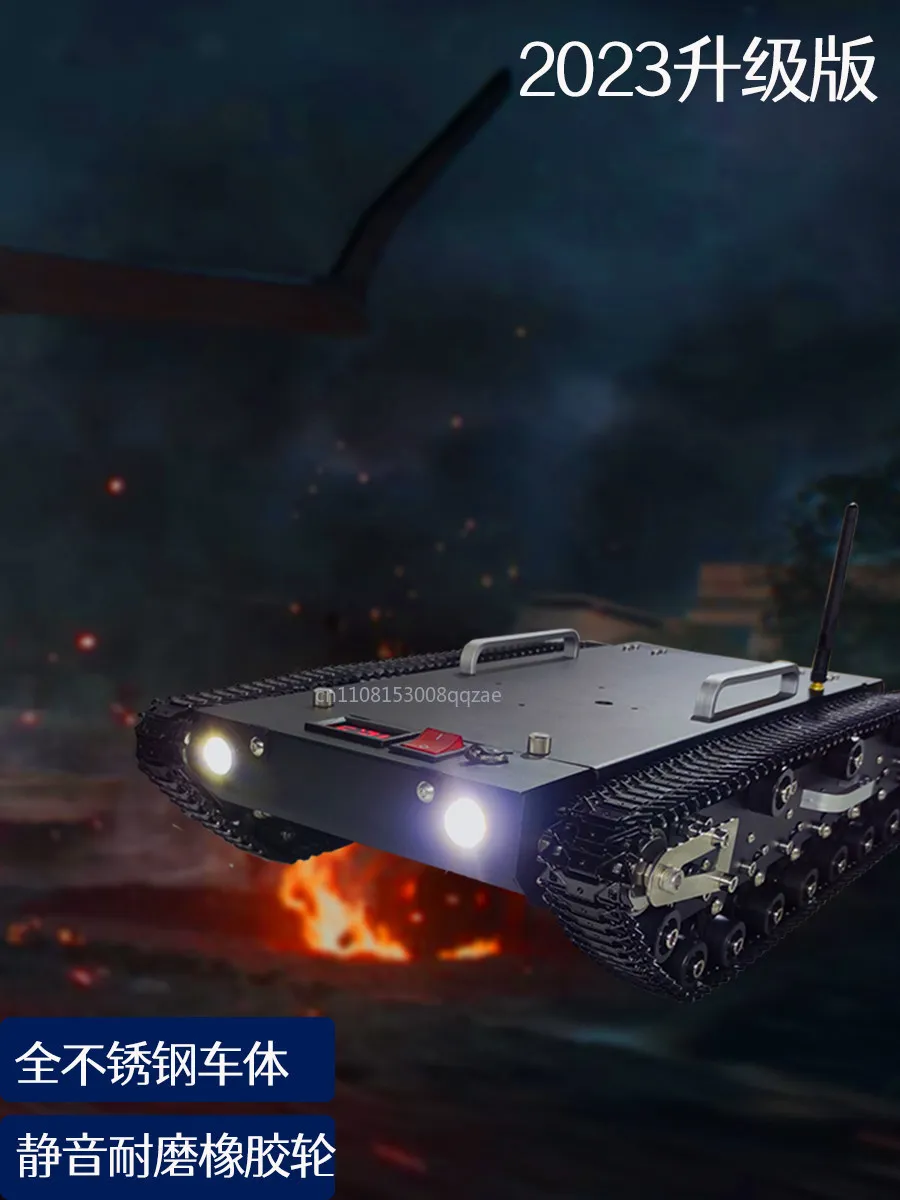 

Металлическое гусеничное шасси для радиоуправляемого танка/умного автомобиля с дистанционным управлением, внедорожный, с функцией стрельбы, WT-500S, улучшенная версия из нержавеющей стали