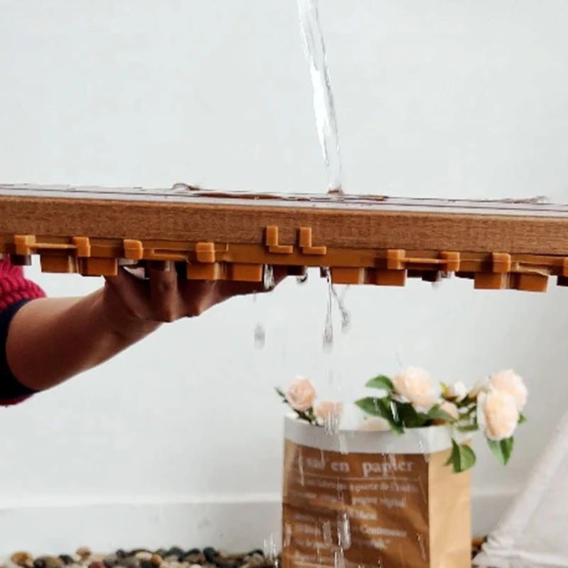 Piastrelle per pavimenti in legno duro da 6 pezzi, installazione a clic sul cortile del giardino della piattaforma del balcone esterno, materiale in legno antisettico impermeabile