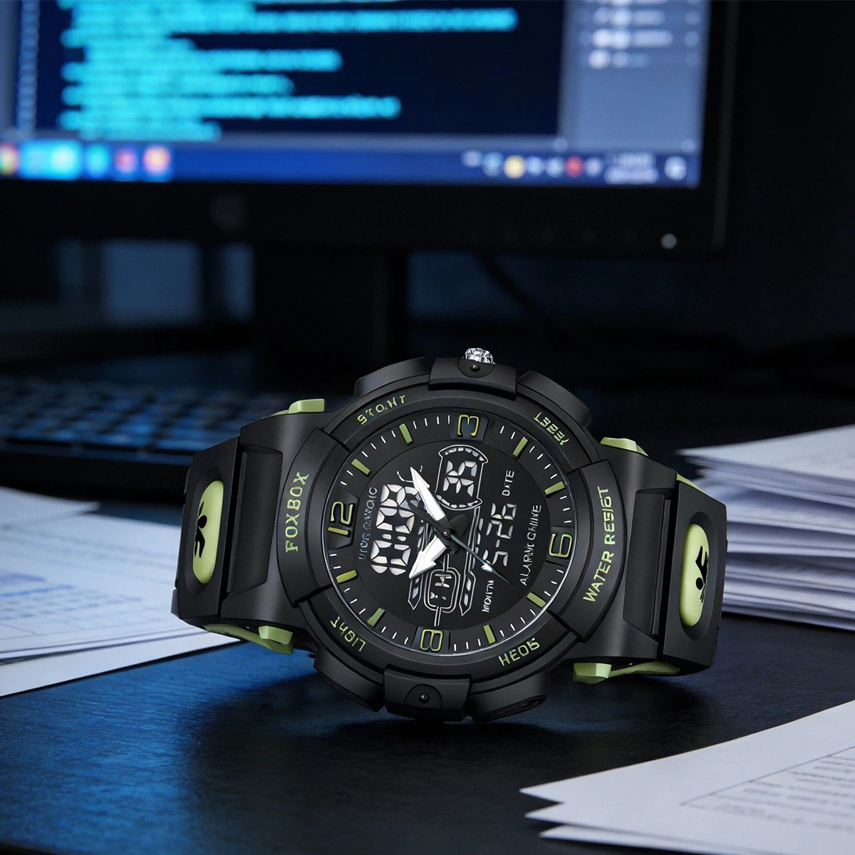 FOXBOX Fashion Men Electronic Watches Waterproof Luminous Men Wristwatch Chronograph Date Quartz Leisure Man Watch Reloj Hombre