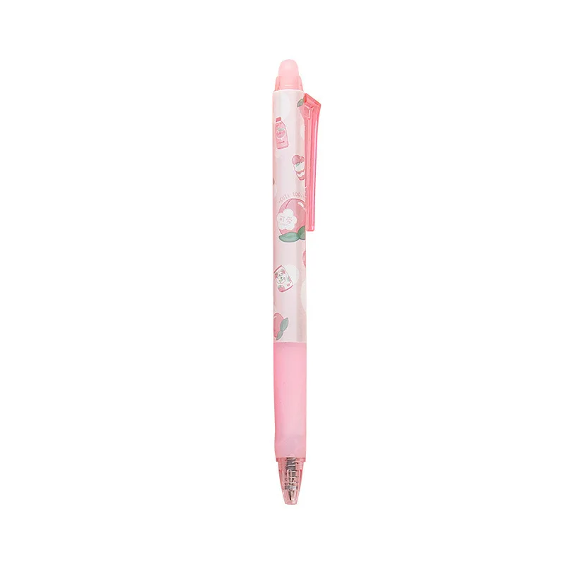 6Pcs/Set Kawaii Peach Erasable Pen 0.5mm Blue Ink Press Gel Pen Wrinting Pens Journal School Student Supplies Cute Stationery