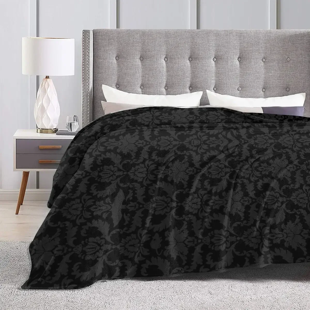 Victorian Gothic Pattern (Black) Blankets Soft Warm Flannel Throw Blanket Plush for Bed Living room Picnic Travel Home Sofa