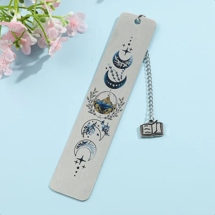 

1Pcs Moon Pattern Novelty Stainless Steel Book Marks Metal Book Mark Gifts for Bookworms Book Lovers Reading Markers Birthday G