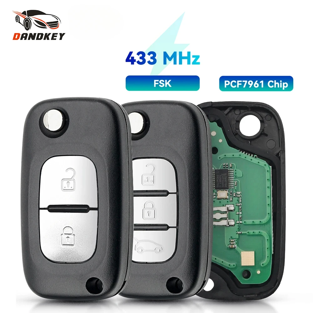 

Dandkey 2/3 Buttons 433MHz FSK ID46 PCF7961 Flip Remote Key For Renault Scenic III Megane III Fluence 2009-2015 Master Kangoo