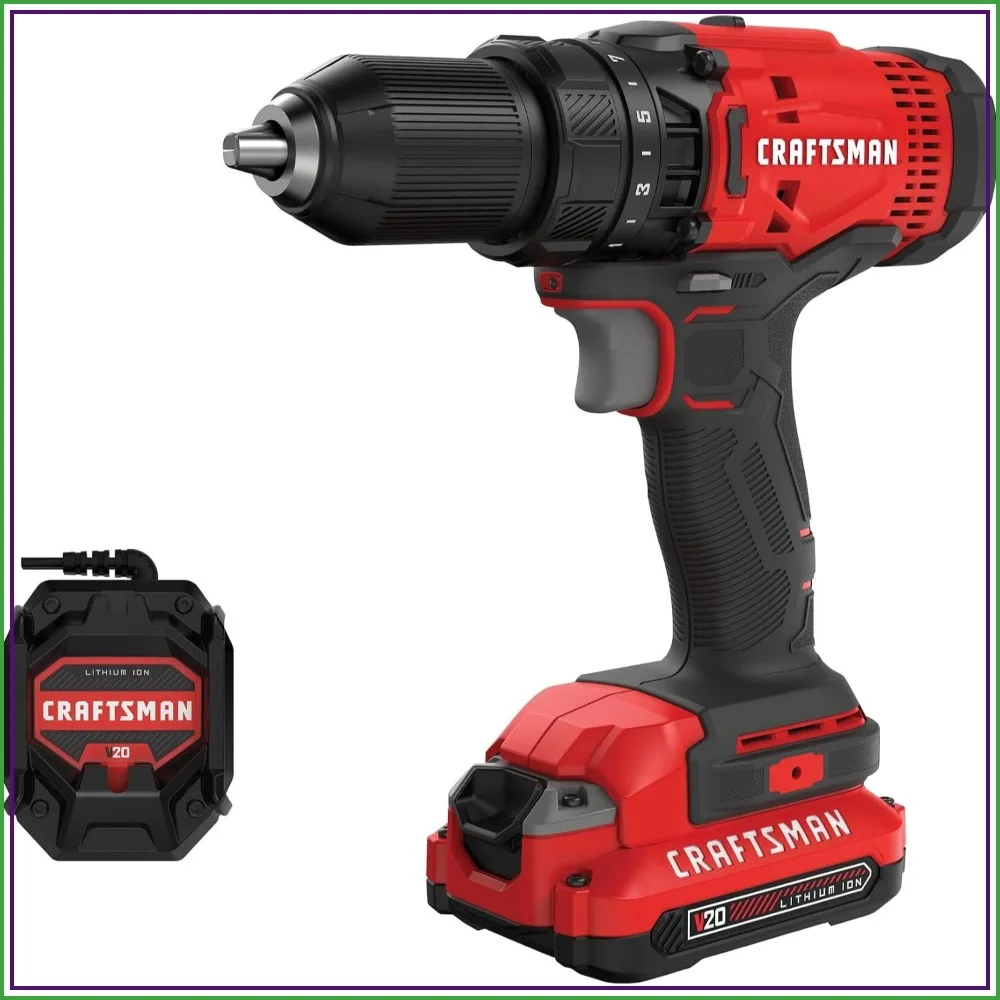 Cordless Drill Driver Kit 1/2 inch with Battery and Charger Included