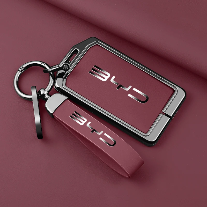 Zinc Alloy Leather Car NFC Card Remote Key Cover Fob Case For BYD Tang DM Han EV Song PRO Qin PLUS DMI Keychain Accessories