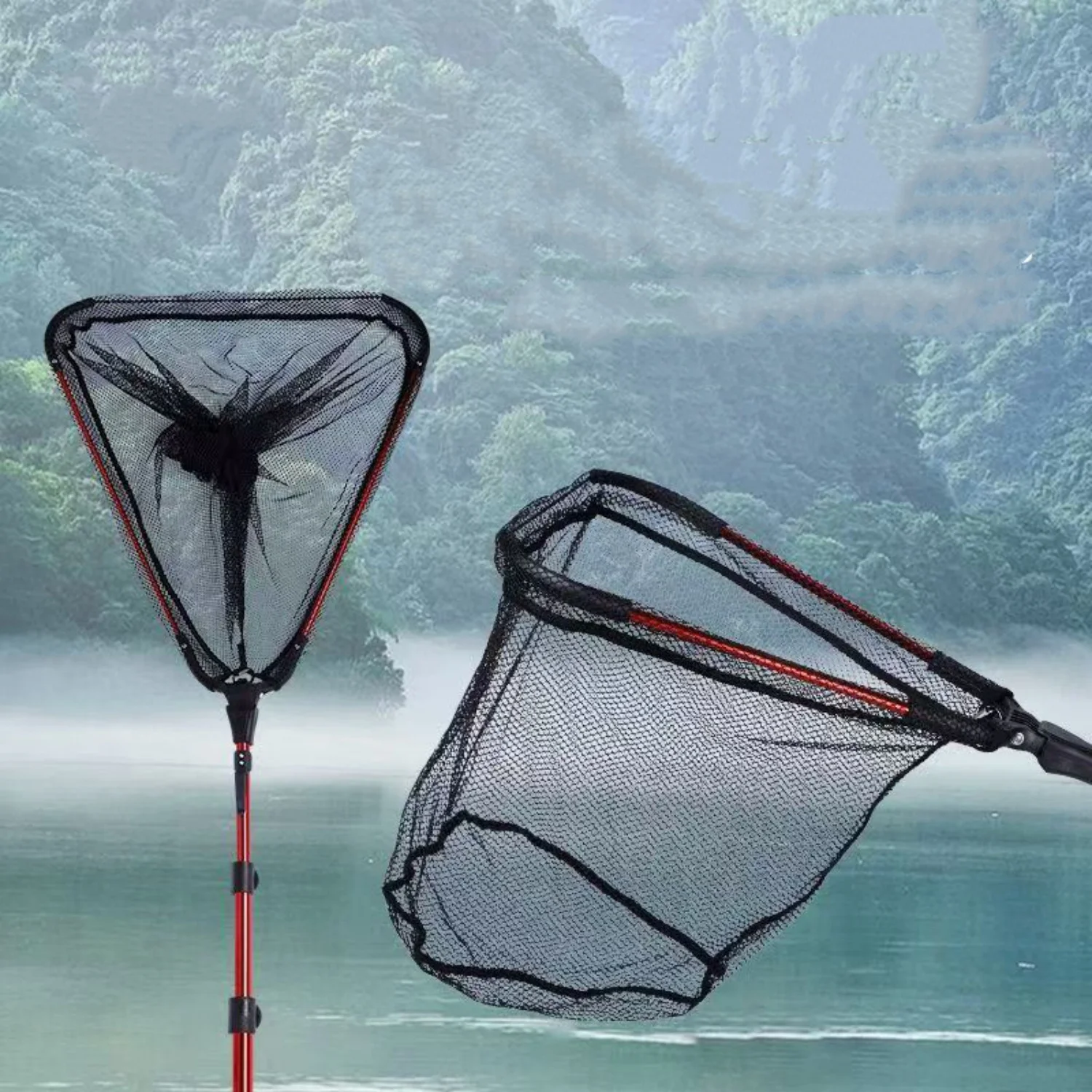

90cm Foldable Dip Net Portable Ultralight Aluminum Alloy Competitive Net Quick Drying Glue Coated Mesh Fishing Accessories