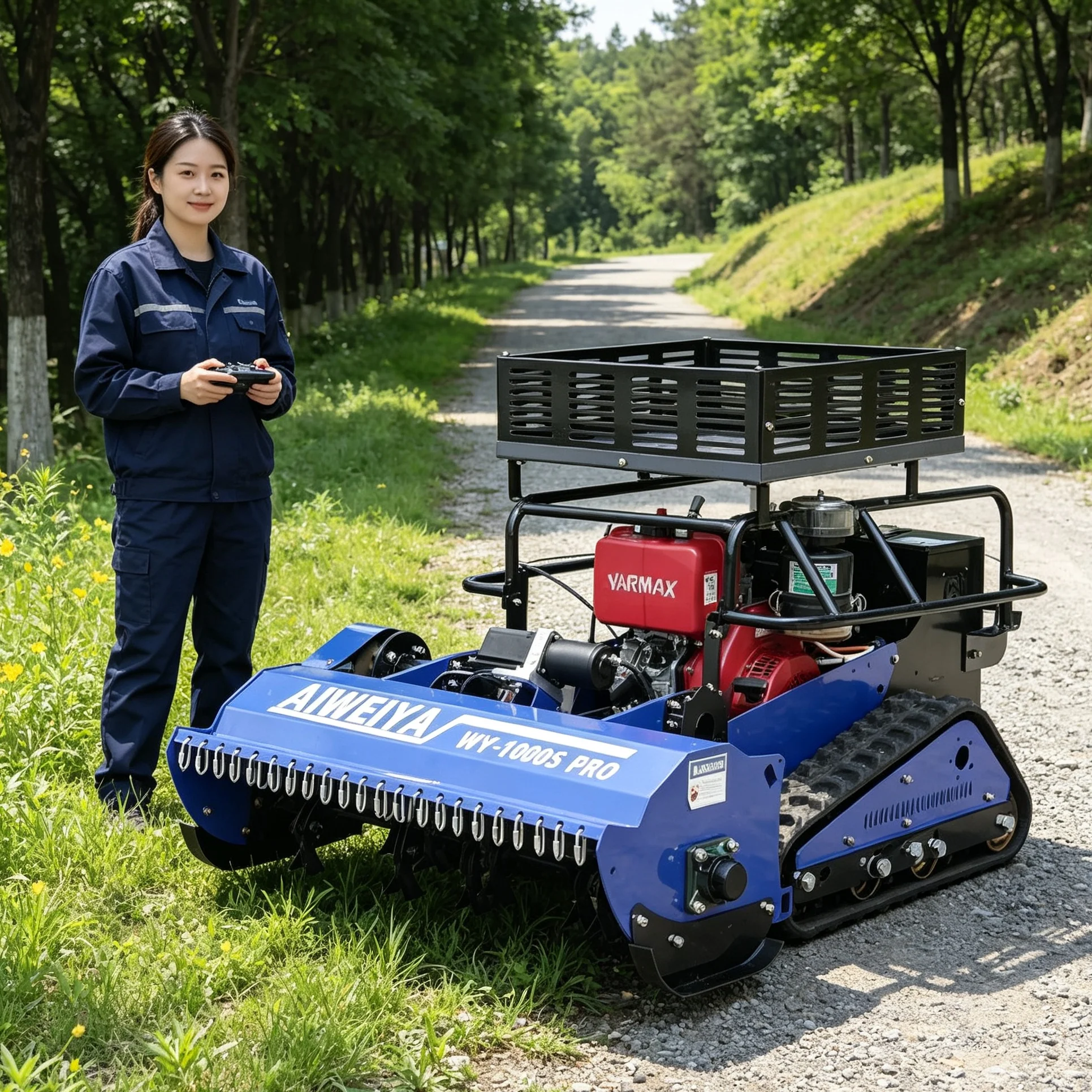 Customized Hilly Berry Orchard Slopes 1000SPro Diesel Wireless Remote‑Controlled Lawn Mower, Expandable Storage Rack For Snow