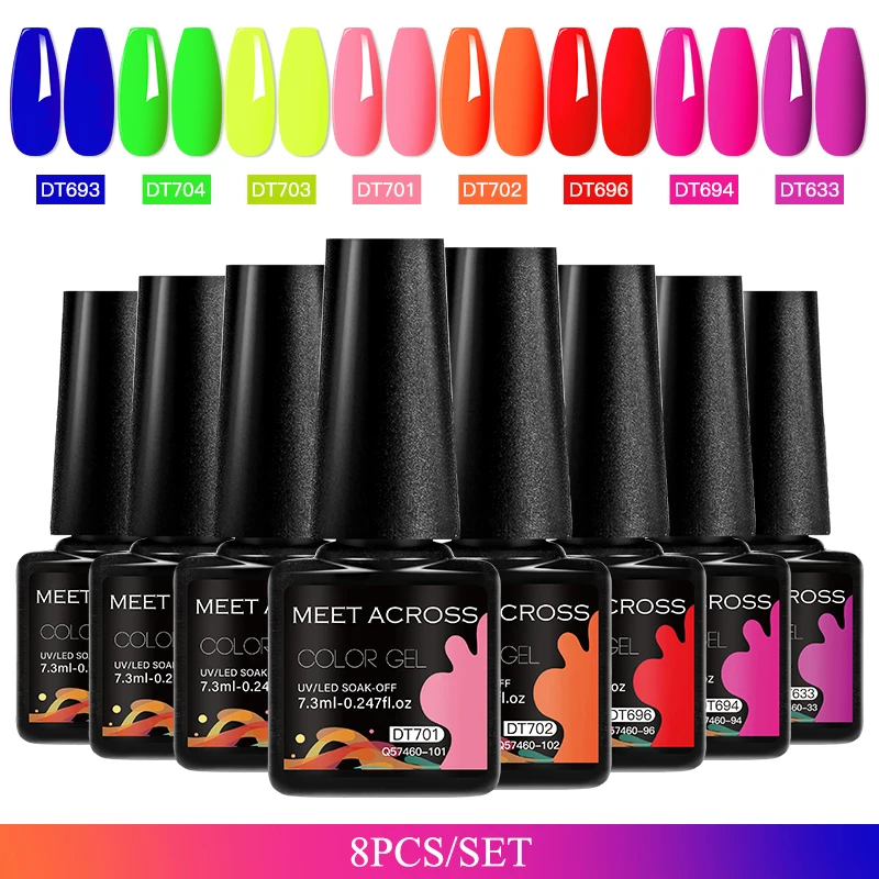 8 stuks gel nagellak set alle seizoenen doe-het-zelf nail art manicure ontwerp semi-permanente schildergel voor nagels losweken uv led vernis
