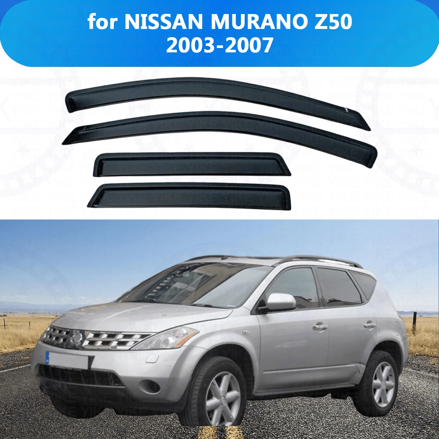 

FOR NISSAN MURANO Z50 2003-2006 2007 Side Window Visor Rain Guard Side Vent Deflector Weathershield Outside-Mount Tape On