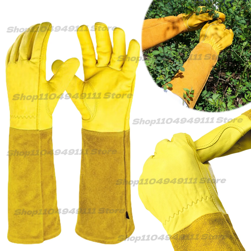 

Rose Pruning Gardening Leather Gloves Beekeeping Thorn Proof Long Sleeve Work Glove Men Women Garden Pruning Gloves Dropshipping