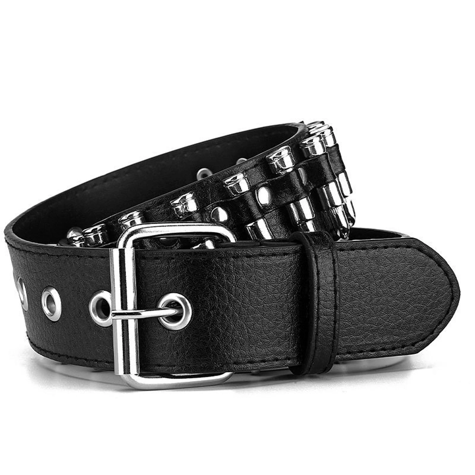 Women Men Waist Belt Punk Bullets Rivet Studded Imitation Leather Belt Hip Hop Rivet Belt for Jeans Black belt for girl kemer