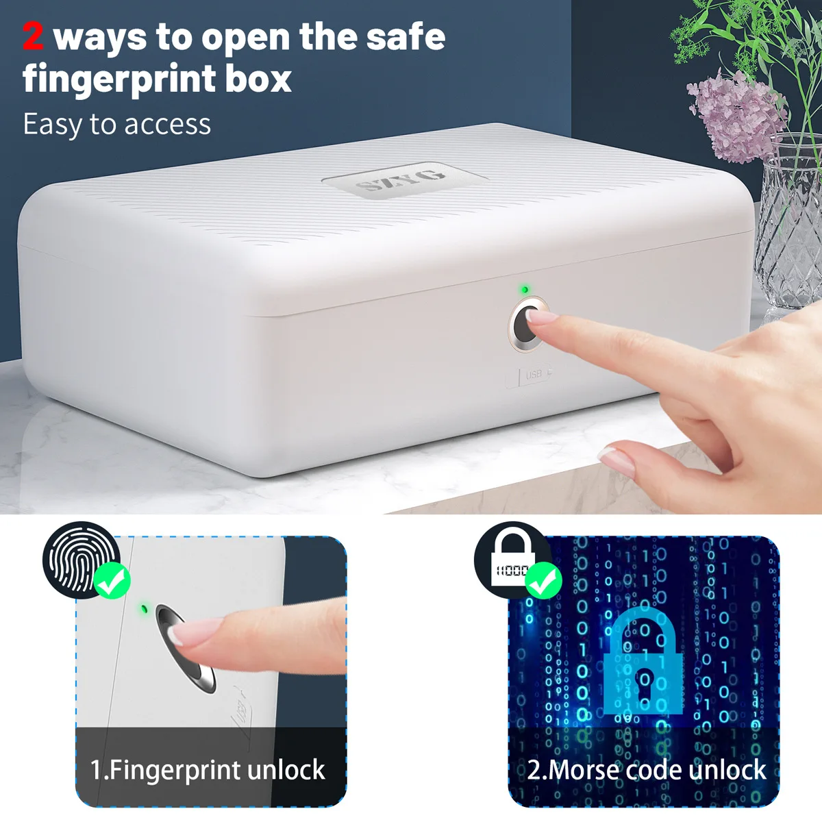 Biometric Fingerprint Home Cash Jewelry Safe Storage Box, Confidential Document Hidden Storage Box, Cashier Box