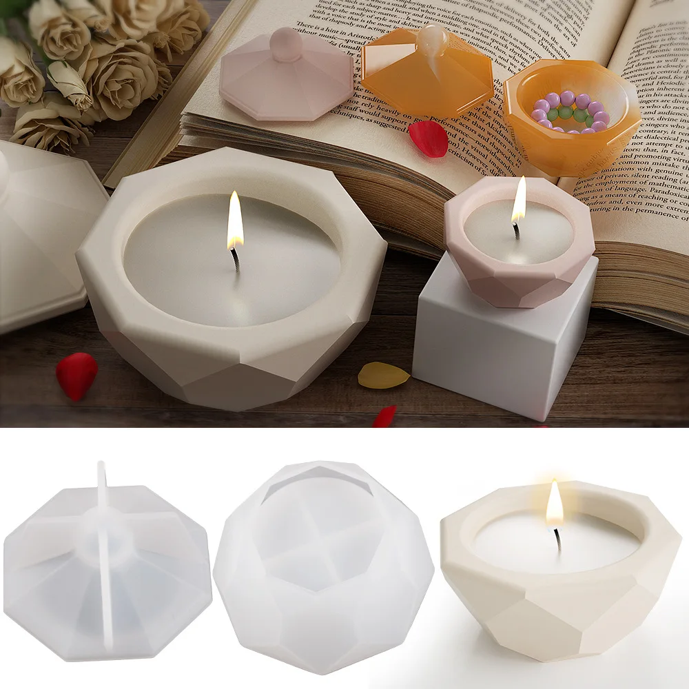 Mini Portable Polygonal Storage Tank Epoxy Resin Silicone Mold DIY Gypsum Cement Mini Candlestick Resin Mold Crafts Home Decor