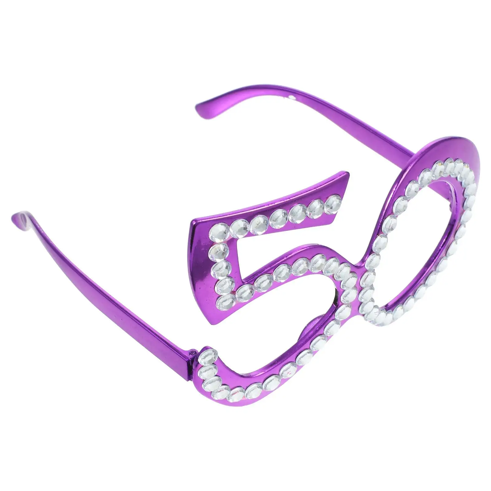 

50 Number Glasses Birthday Party Photo Props Golden 50th Eyewear Plastic Frame Rhinestone Novelty Glasses Celebration