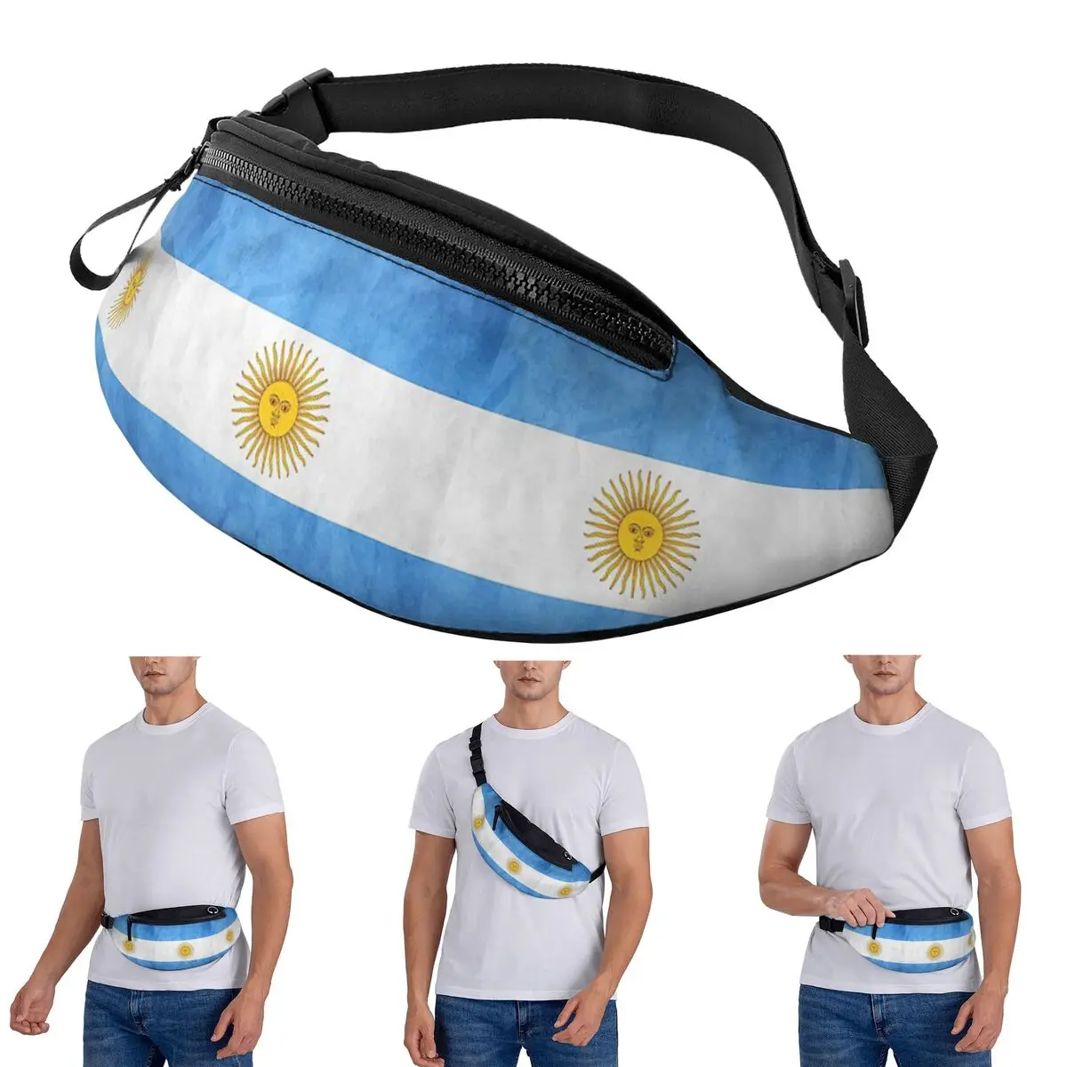 

Crossbody Waist Bag Argentina Argentinian Flag National Flag Of Argentina Men Women Fanny Pack Travel Running Money Phone Pouch