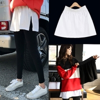 Women A-Line Shirt Extender Side Split Flare Hem Layering Top Elastic Waist Slip Skirt Half-Length Underskirt