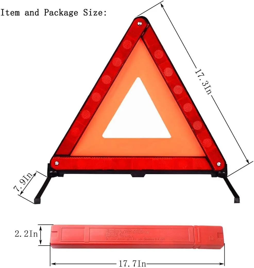 3 Pack of Emergency Car KitSafety Triangle Kit Road Emergency Warning Reflector Roadside Reflective Early Warning Sign Foldable