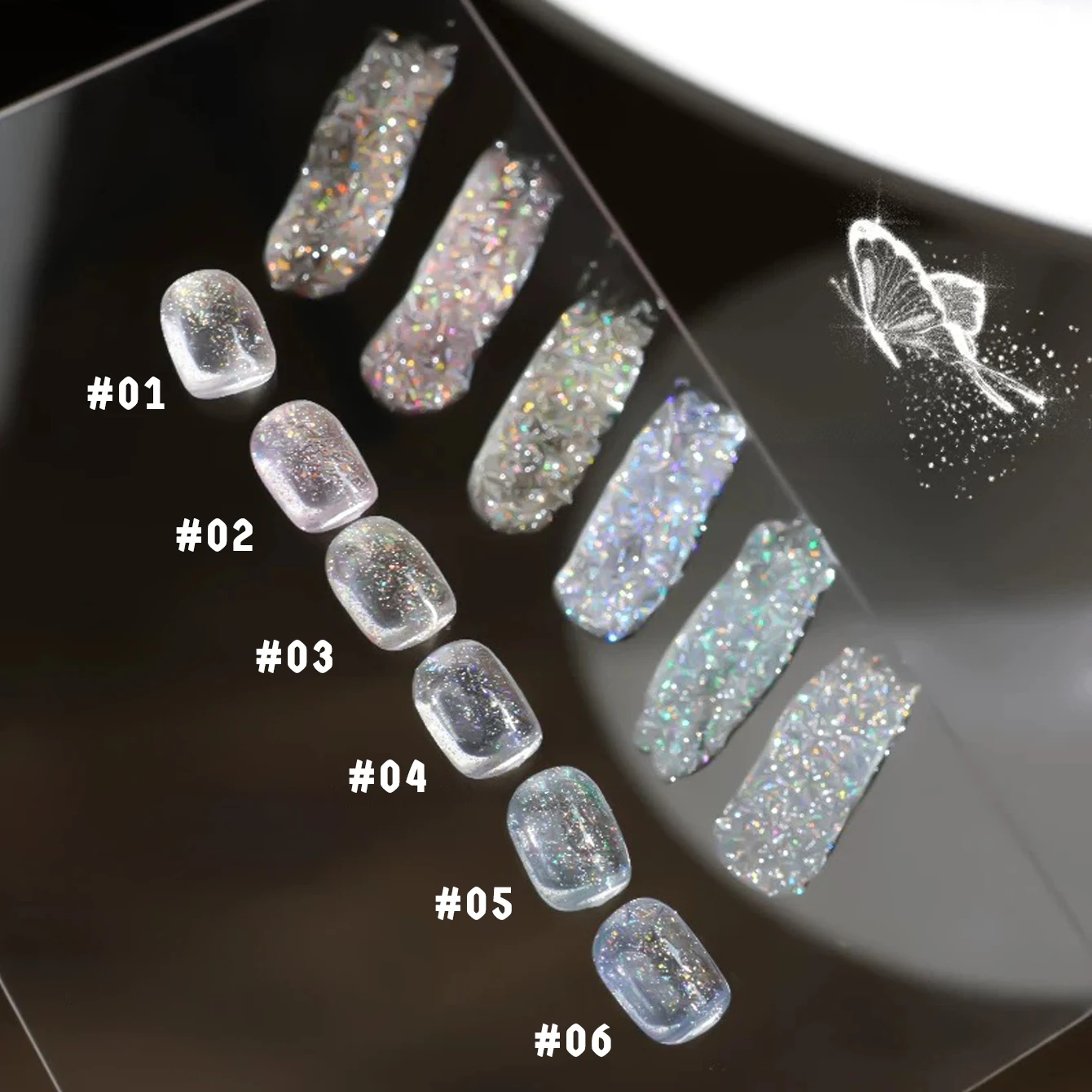 ZH 1-12 Stück Sternengarn-Explosions-Gel mit Glitzer, Rotes, Weißes, Transparentes, Rosa, Weißes, Blaues Nagellack-Gel für Nagelkunst