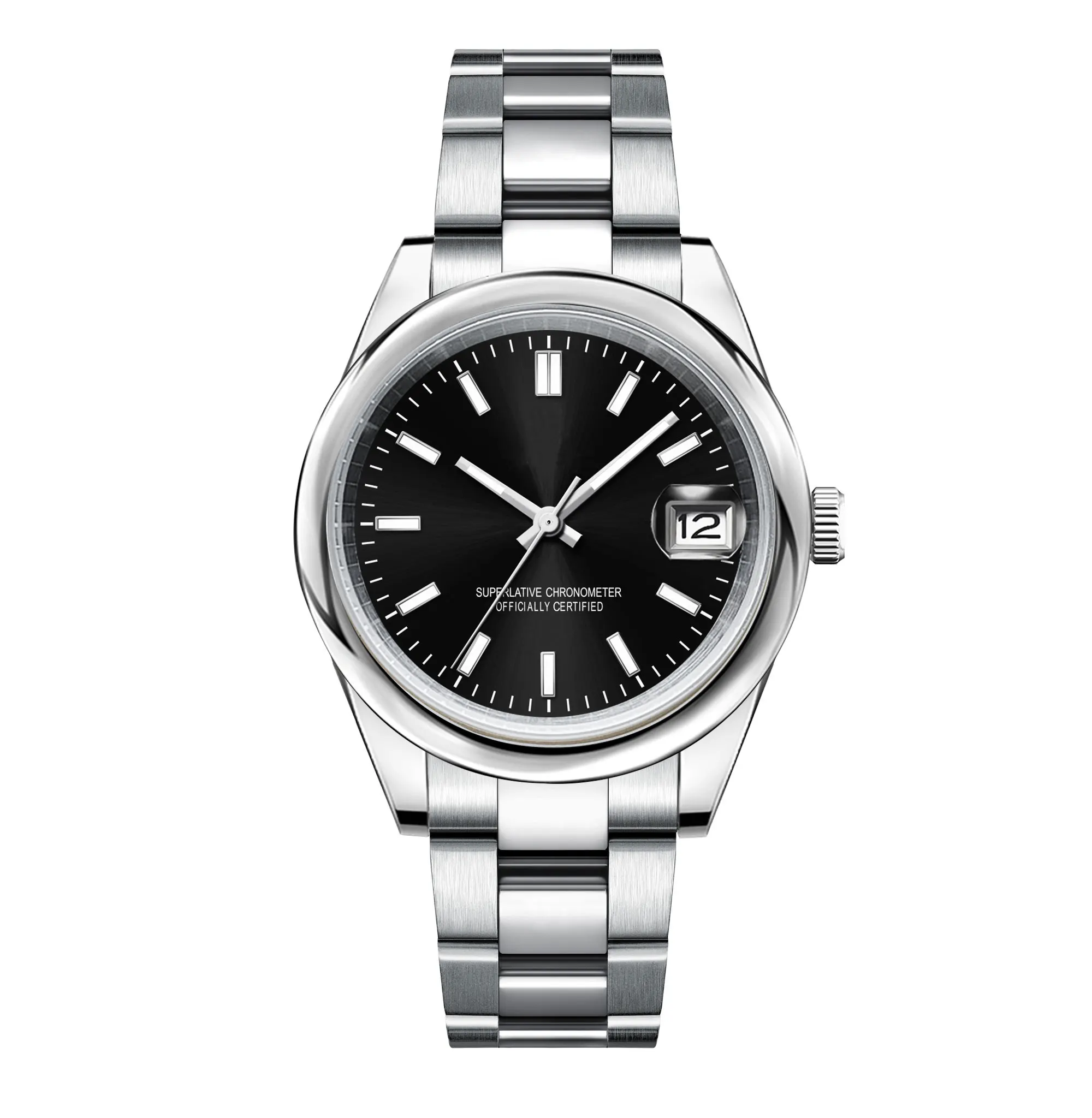 นาฬิกาข้อมือผู้ชายหรูหรา NH35 ขนาด 36 มม./40 มม. หน้าปัดเรียบ กระจกแซฟไฟร์ ระบบอัตโนมัติ Miyota พร้อมโลโก้สั่งทำพิเศษ Reloj Hombre