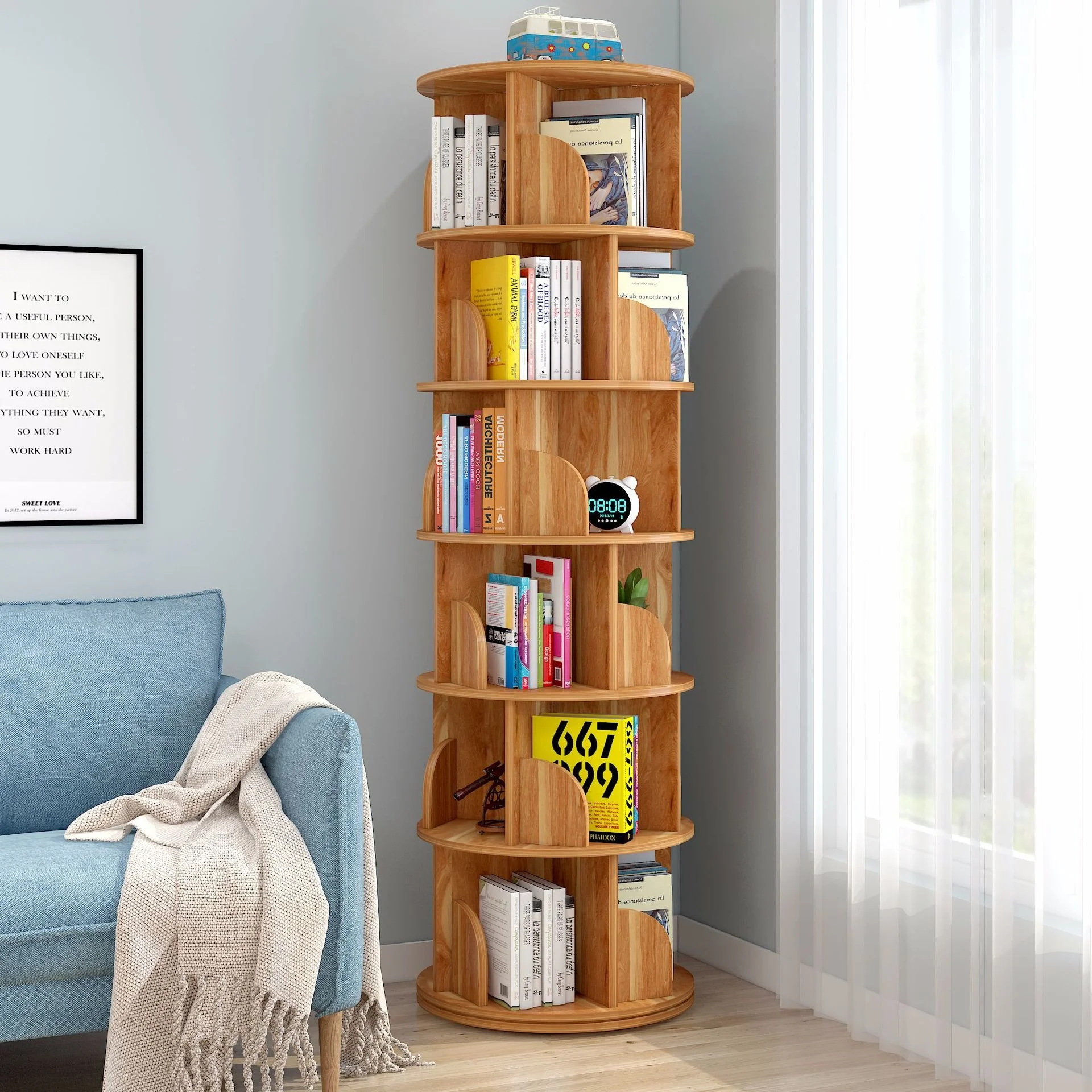 Rotating bookshelf book stand simple household space saving simple creative storage bookcase etagere rangement home furniture