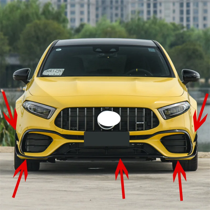 For Mercedes-Benz A- Class W177 A45 AMG 2018 + Front Bumper Front Air Knife Sports Air Force Kit Air Knife lower guard protector