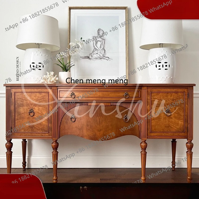 

French medieval solid wood porch cabinet integrated partition living room storage cabinet household dining side cabinet